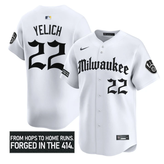 Christian Yelich Jersey #22 Milwaukee Brewers Gothic 414 Shadows Edition White by My Store