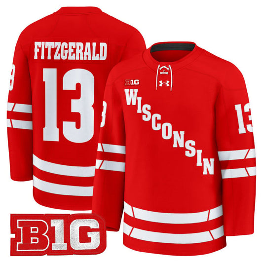 Christian Fitzgerald Jersey #13 Wisconsin Badgers 2025-26 Premium Stitched by Hockey David