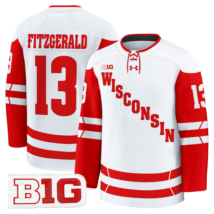 Christian Fitzgerald Jersey #13 Wisconsin Badgers 2025-26 Premium Stitched by Hockey David