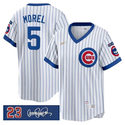 Christopher Morel Jersey #5 Chicago Cubs Ryne Sandberg Tribute Patch Stripes by Baseball Jerseys 7