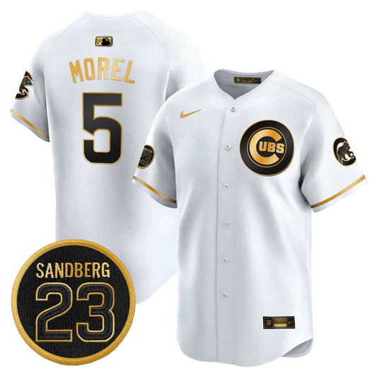 Christopher Morel Jersey #5 Chicago Cubs Ryne Sandberg Tribute Stitched White Gold by My Store