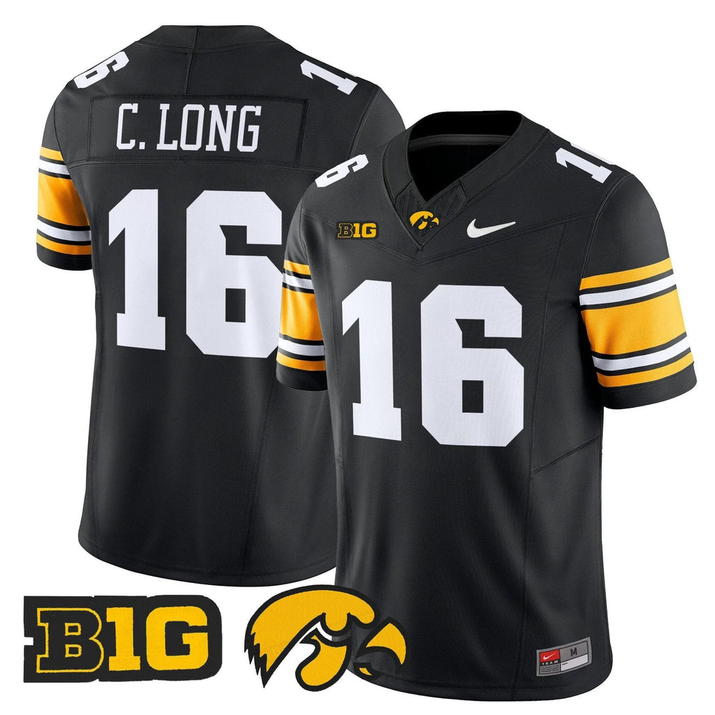 Chuck Long Jersey #16 Iowa Hawkeyes 2025 Limited Stitched Black by My Store