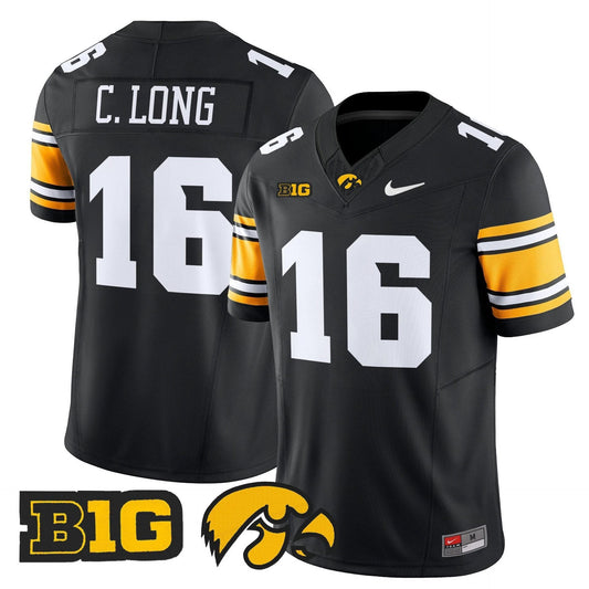 Chuck Long Jersey #16 Iowa Hawkeyes 2025 Limited Stitched Black by My Store