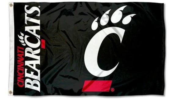 Cincinnati Bearcats Black Flag 3X5 Banner USA Polyester with 2 Brass Grommets by flagsjustdoit