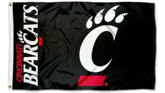 Cincinnati Bearcats Black Flag 3X5 Banner USA Polyester with 2 Brass Grommets by flagsjustdoit