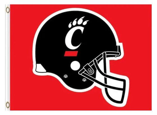 Cincinnati Bearcats Helmet Red Flag 3X5ft Banner USA Polyester with 2 Brass Grommets by flagsjustdoit