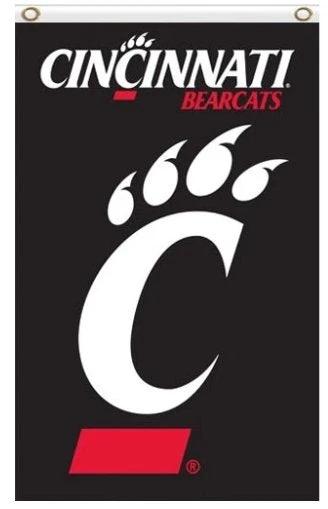 Cincinnati Bearcats Sport Black Flag 3X5ft Banner USA Polyester with 2 Brass Grommets by flagsjustdoit