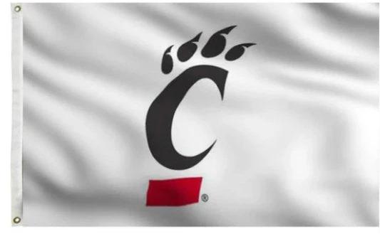 Cincinnati Bearcats White Flag 3X5ft Banner USA Polyester with 2 Brass Grommets by flagsjustdoit