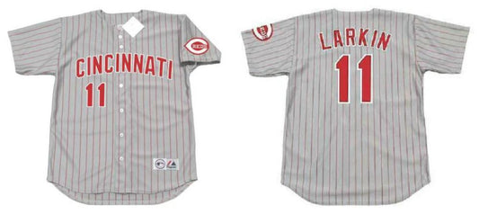 Cincinnati Reds Barry Larkin Gray Throwback Jersey by My Store