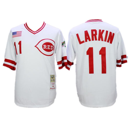 Cincinnati Reds Barry Larkin White 1990 Throwback Pullover Jersey by My Store