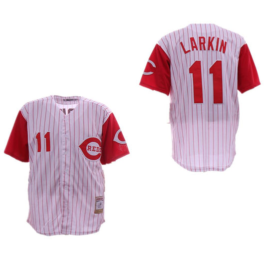 Cincinnati Reds Barry Larkin White Throwback Jersey by My Store