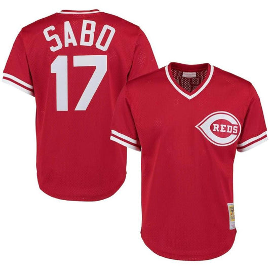 Cincinnati Reds Chris Sabo Red Throwback Mesh Pullover Jersey by My Store