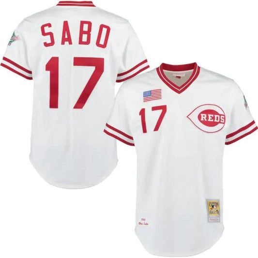 Cincinnati Reds Chris Sabo White 1990 Throwback Pullover Jersey by My Store