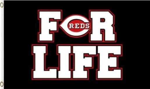 Cincinnati Reds For Life Flag 3X5Ft Banner USA Polyester with Brass Grommets by flagsjustdoit