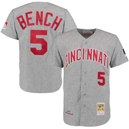 Cincinnati Reds Johnny Bench Gray 1969 Throwback Jersey by My Store