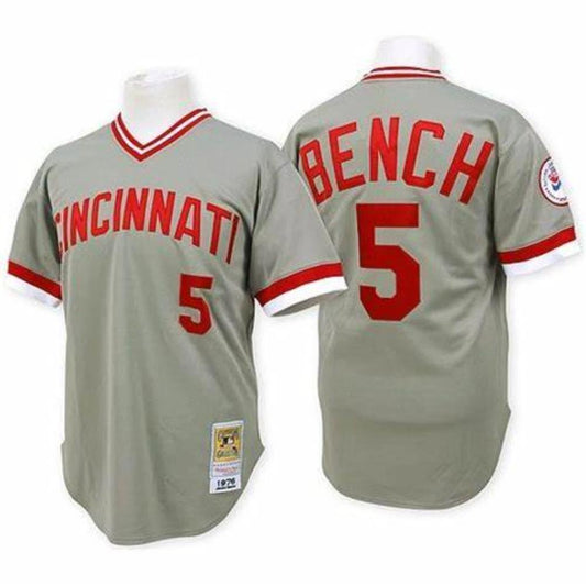 Cincinnati Reds Johnny Bench Gray 1976 Throwback Pullover Jersey by My Store