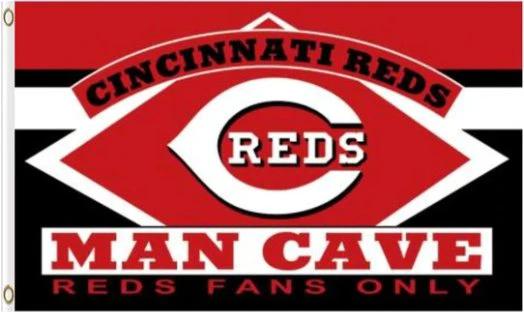 Cincinnati Reds Man Cave Flag 3X5Ft Banner USA Polyester with Brass Grommets by flagsjustdoit