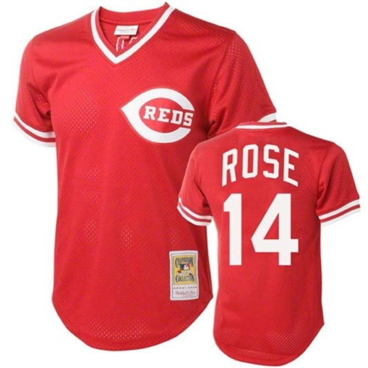 Cincinnati Reds Pete Rose Red Throwback Mesh Pullover Jersey by My Store
