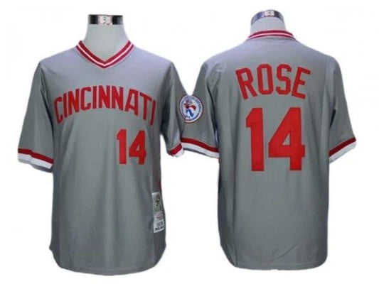 Cincinnati Reds #14 Pete Rose Gray 1976 Throwback Jersey by My Store