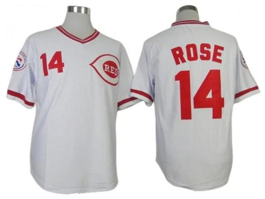 Cincinnati Reds #14 Pete Rose White 1976 Throwback Jersey by My Store