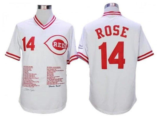 Cincinnati Reds #14 Pete Rose White Replica Signed Jersey by My Store