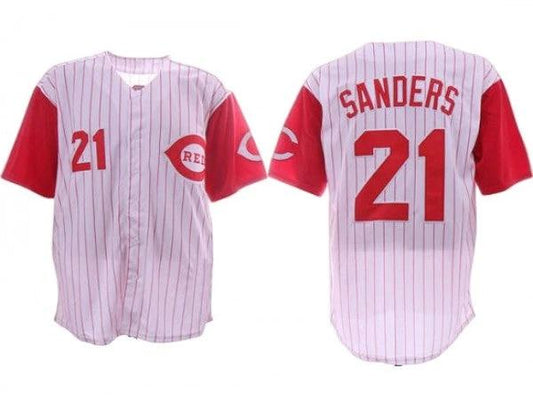 Cincinnati Reds #21 Reggie Sanders Gray Stripe Throwback Jersey by My Store