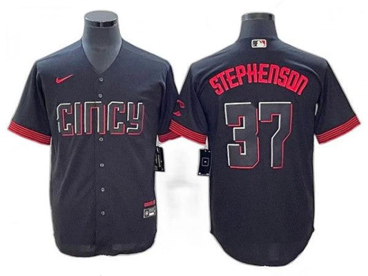 Cincinnati Reds #37 Tyler Stephenson Black City Connect Limited Jersey by My Store