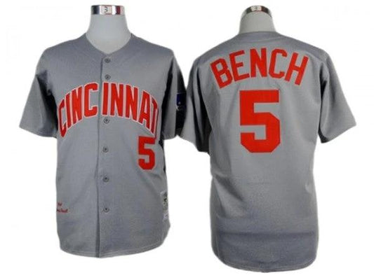 Cincinnati Reds #5 Johnny Bench Gray 1969 Throwback Jersey by My Store