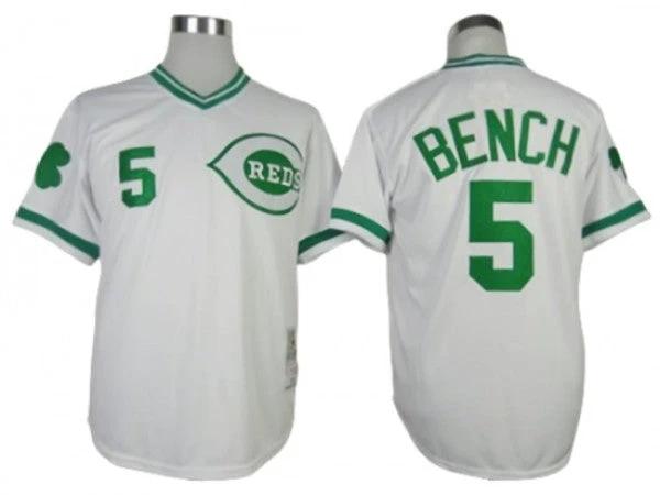 Cincinnati Reds #5 Johnny Bench St. Patrick's Day Spring Training Throwback Jersey by My Store