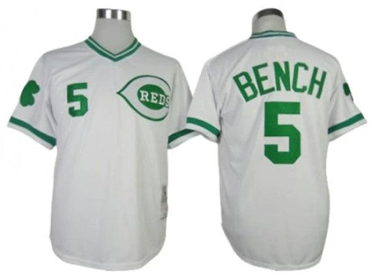 Cincinnati Reds #5 Johnny Bench St. Patrick's Day Spring Training Throwback Jersey by My Store