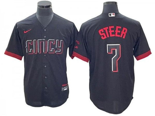 Cincinnati Reds #7 Spencer Steer Black City Connect Limited Jersey by My Store