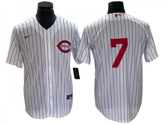 Cincinnati Reds #7 Spencer Steer White At Field Of Dreams Game Jersey by My Store