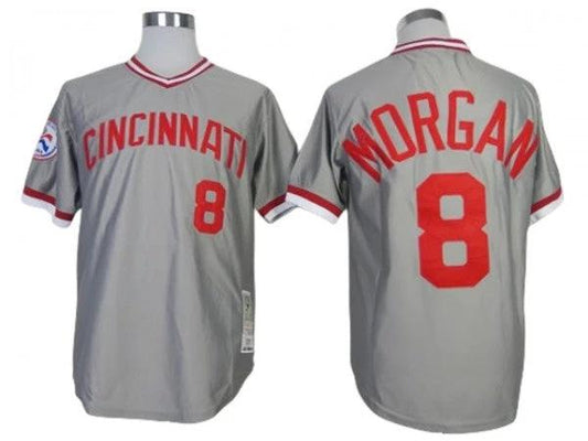 Cincinnati Reds #8 Joe Morgan Gray 1976 Throwback Jersey by My Store