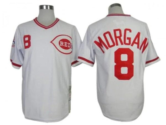 Cincinnati Reds #8 Joe Morgan White 1975 Throwback Jersey by My Store