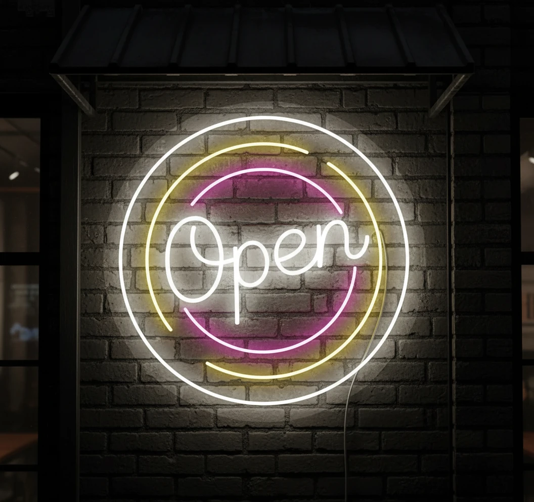 Circle Colorful Open Neon Sign Shop Decor Led Sign by Neonchics