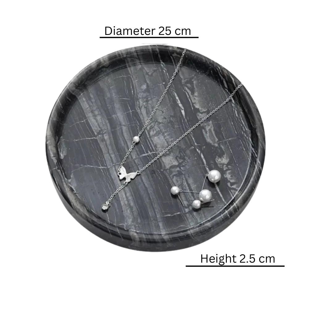 Circular Black Marble Jewelry Tray by Casa & Beyond