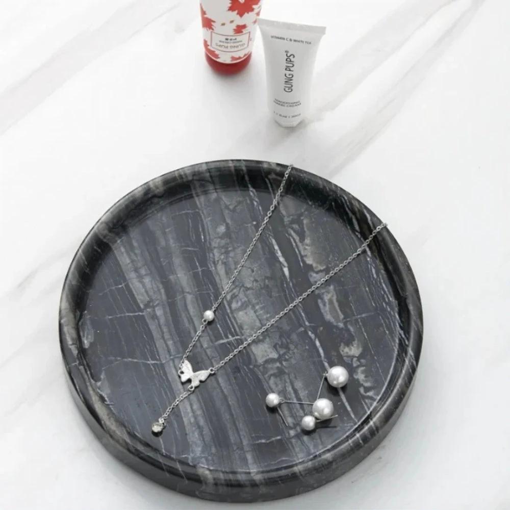 Circular Black Marble Jewelry Tray by Casa & Beyond
