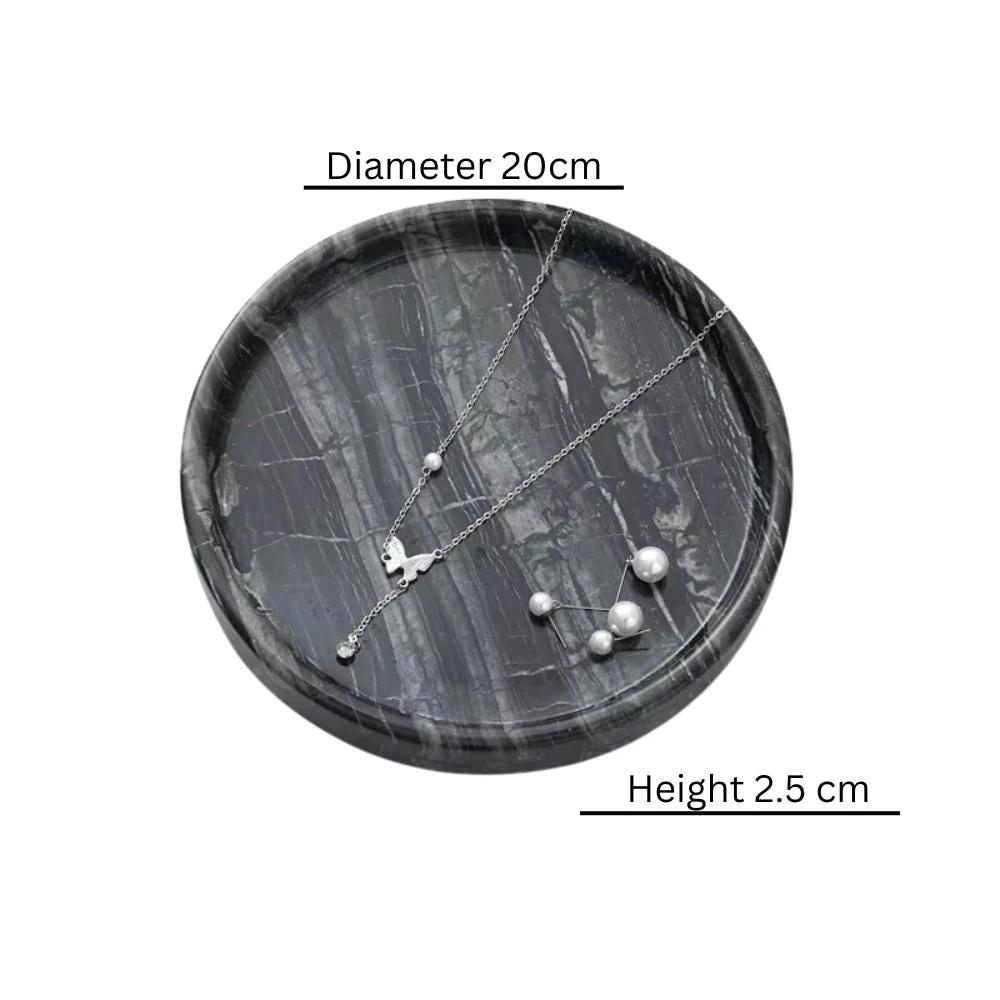 Circular Black Marble Jewelry Tray by Casa & Beyond