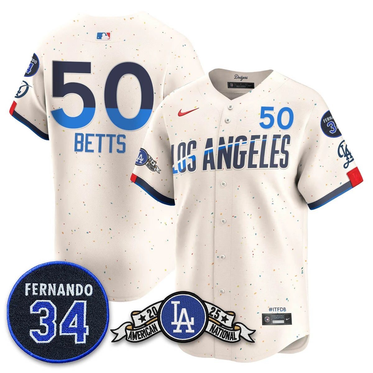 Los Angeles Dodgers 2025 National League Champions Jersey - All Stitched by Los Angeles Dodgers