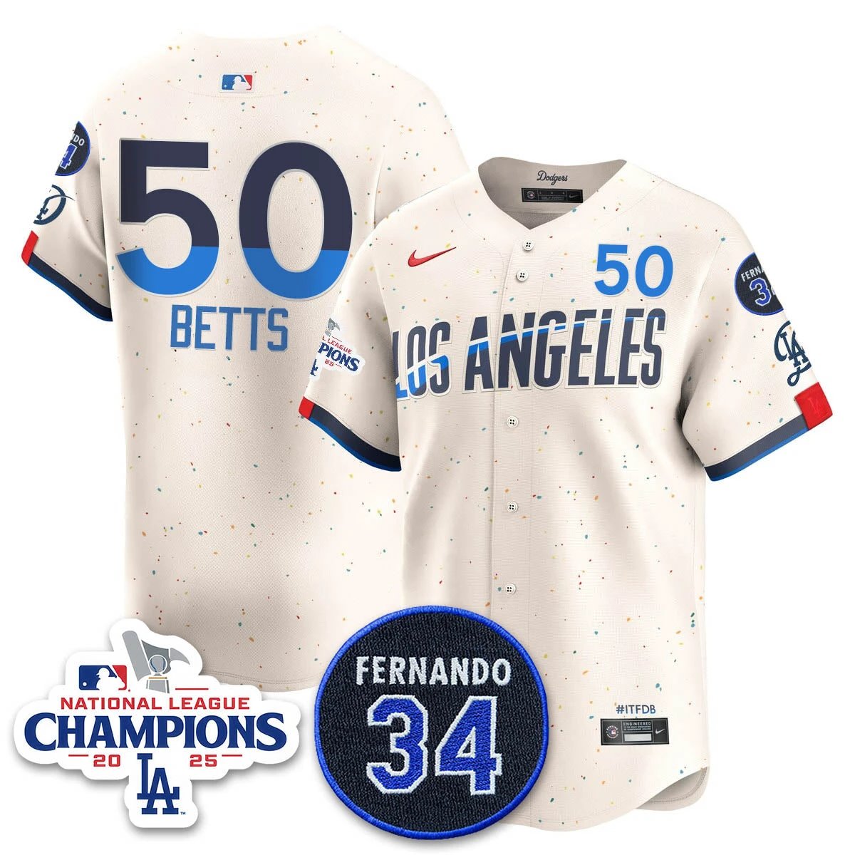 Los Angeles Dodgers 2025 NL Champions Jersey - All Stitched by Los Angeles Dodgers