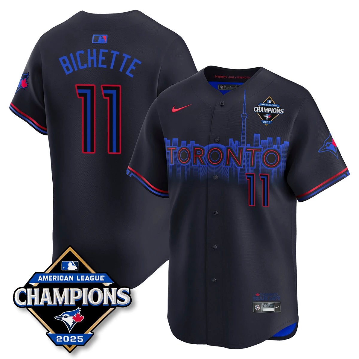 Toronto Blue Jays 2025 American League Champions Jersey - All Stitched by Toronto Blue Jays