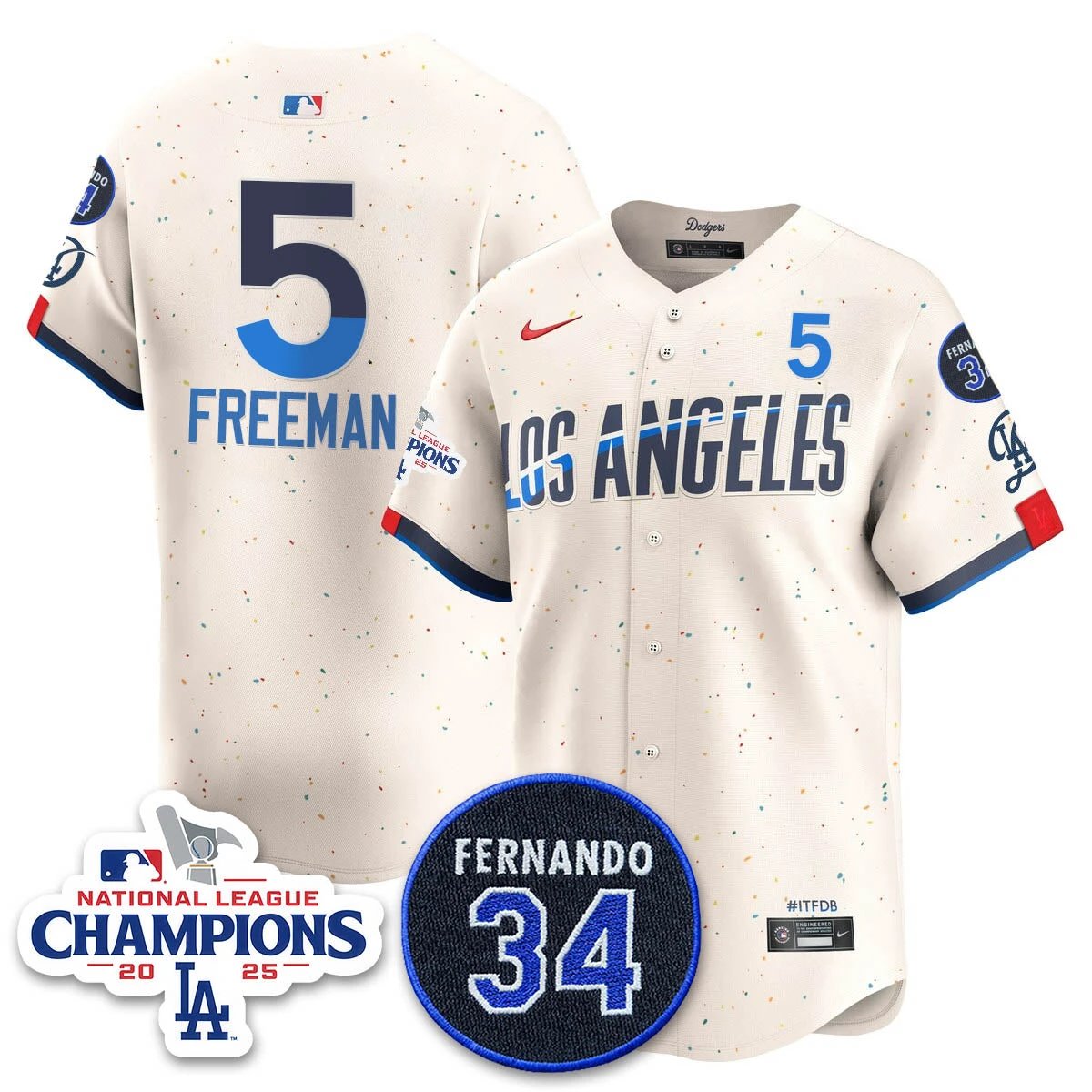 Los Angeles Dodgers 2025 NL Champions Jersey - All Stitched by Los Angeles Dodgers