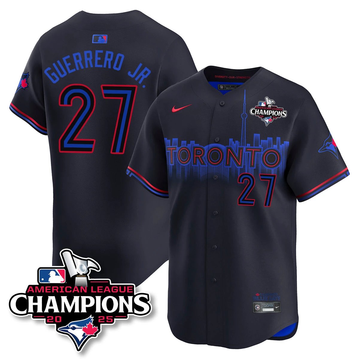 Toronto Blue Jays 2025 American League Champions Jersey - All Stitched by Toronto Blue Jays