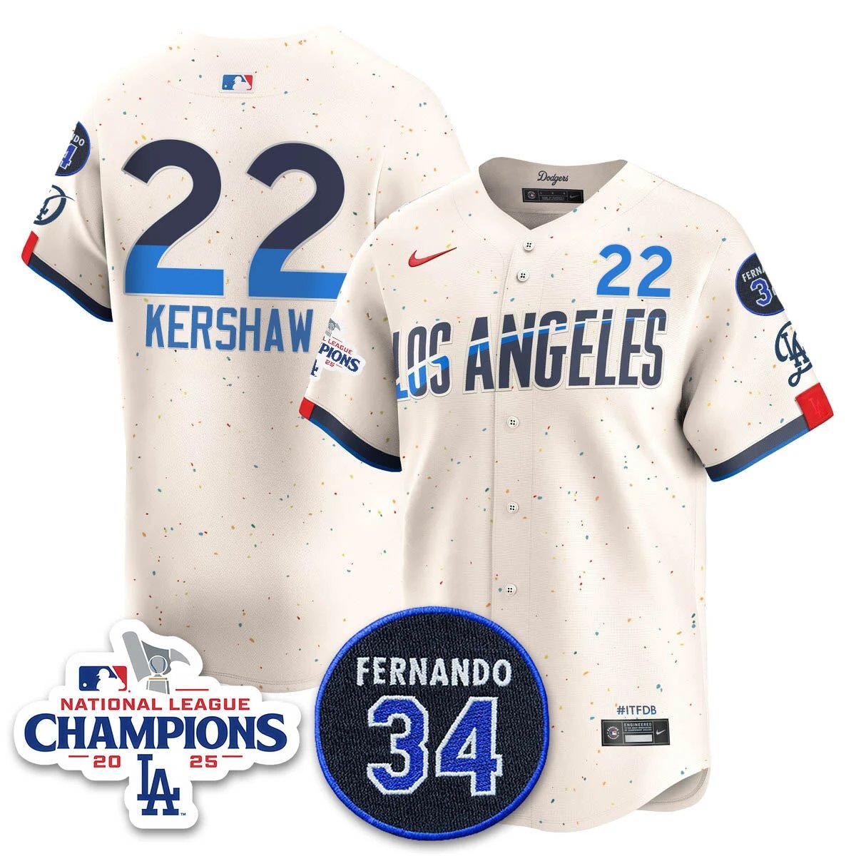 Los Angeles Dodgers 2025 NL Champions Jersey - All Stitched by Los Angeles Dodgers