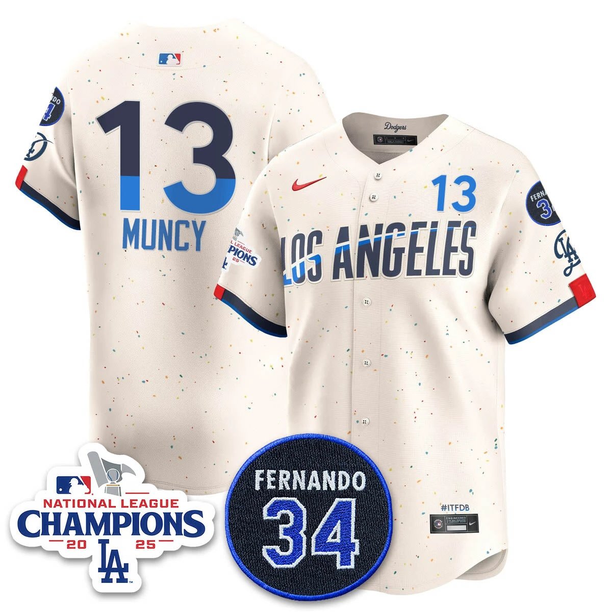 Los Angeles Dodgers 2025 NL Champions Jersey - All Stitched by Los Angeles Dodgers