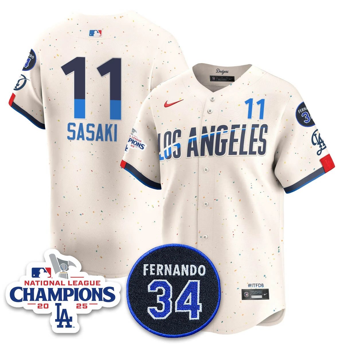 Los Angeles Dodgers 2025 NL Champions Jersey - All Stitched by Los Angeles Dodgers