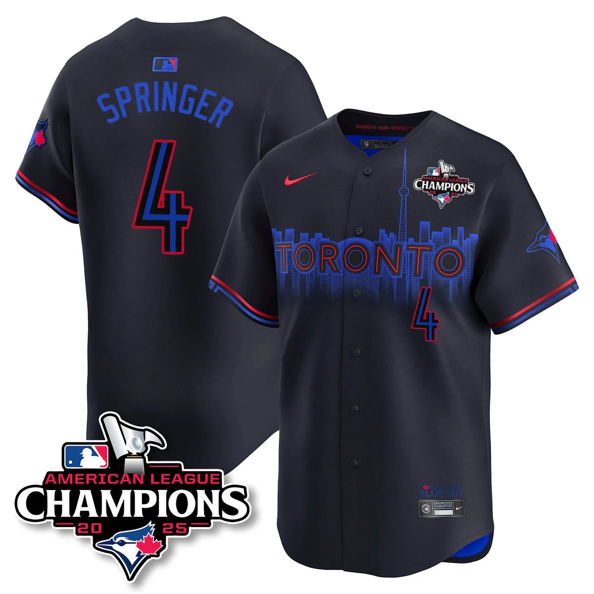 Toronto Blue Jays 2025 American League Champions Jersey - All Stitched by Toronto Blue Jays
