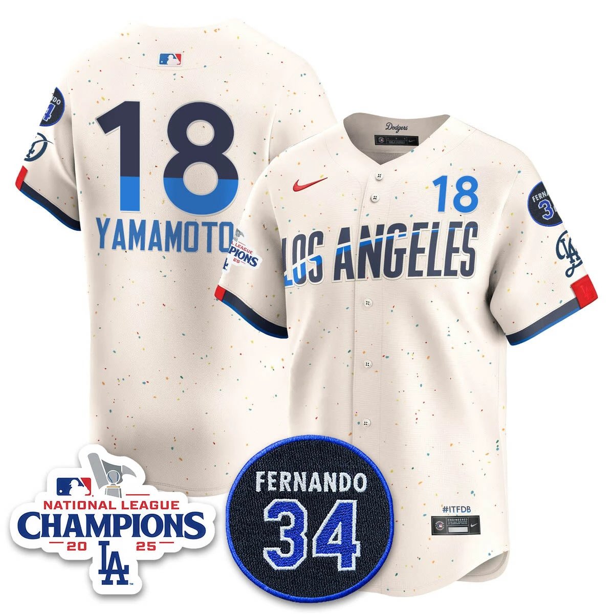 Los Angeles Dodgers 2025 NL Champions Jersey - All Stitched by Los Angeles Dodgers