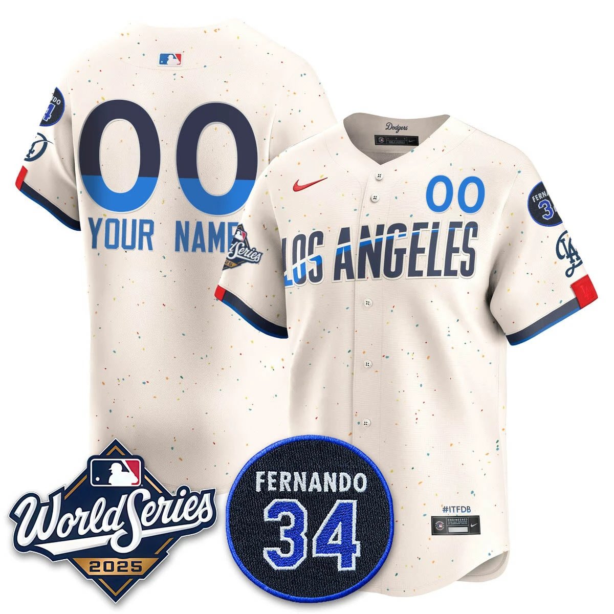 Los Angeles Dodgers 2025 National League Champions Custom Jersey - All Stitched by Los Angeles Dodgers
