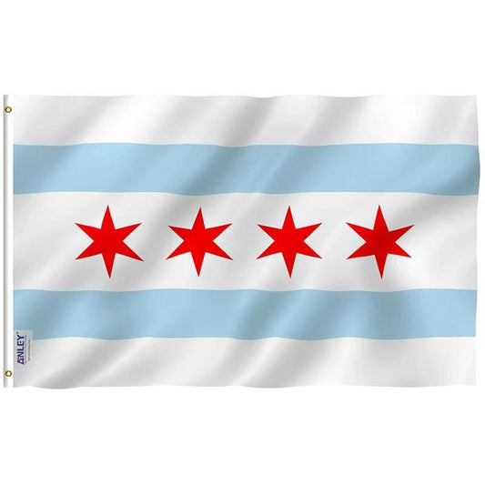 City of Chicago Flag - Chicago IL Flag Polyester with Brass Grommets 3X5Ft Banner USA by flagsjustdoit